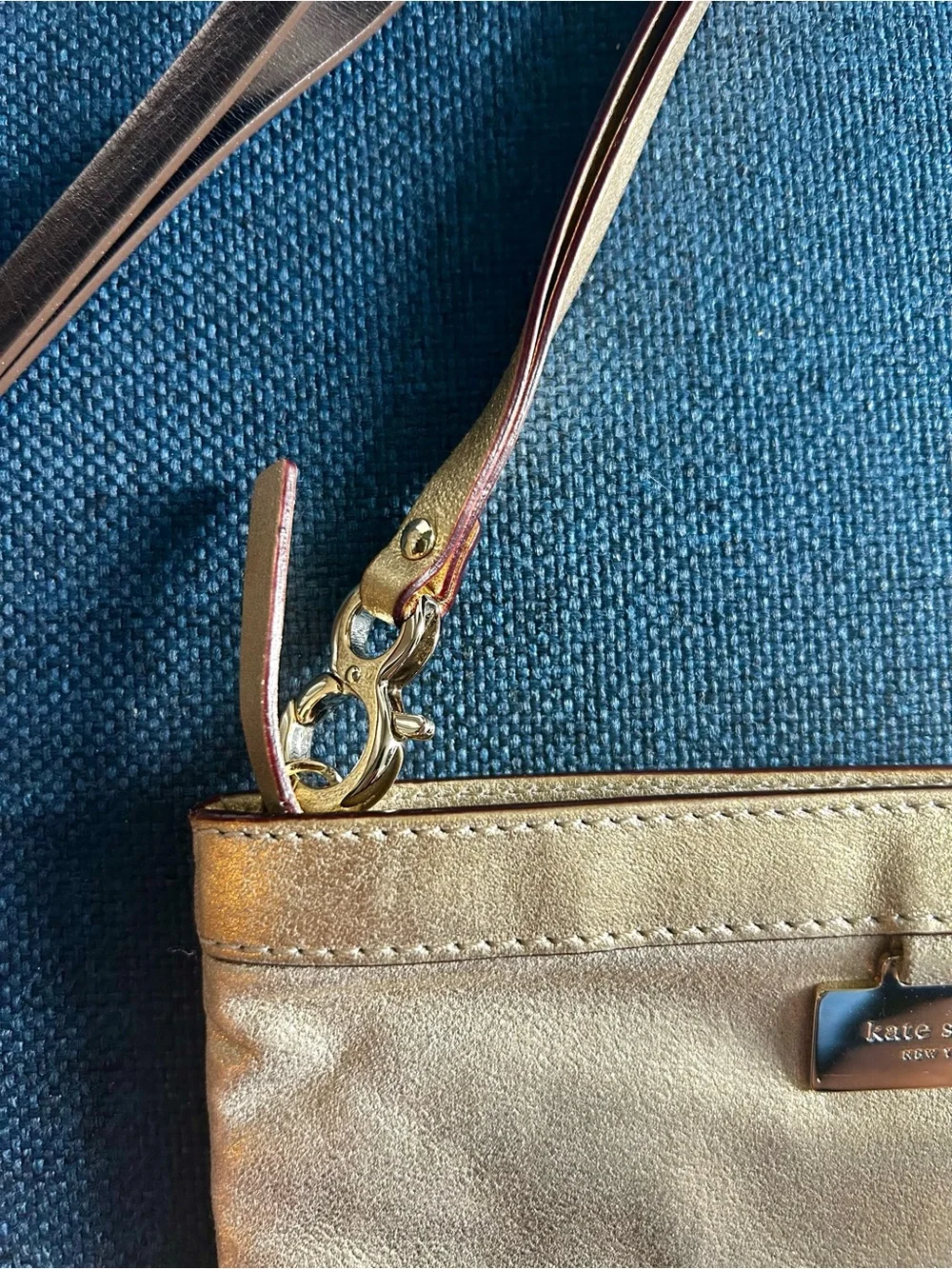 Kate Spade Gold and Bronze Leather Wristlet Duo